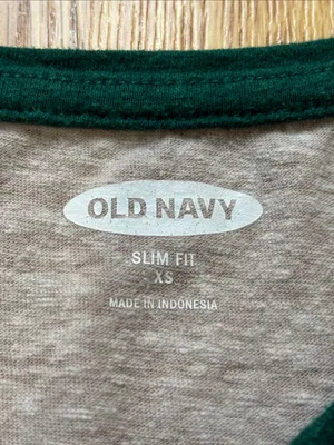 Old Navy “Take a Hike” Short Sleeve Tee with Dark Green Neck Trim thumbnail 2