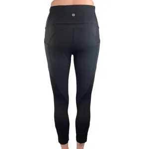 Lululemon Women's Black High Rise Elastic Waistband Ankle Activewear Leggings 4 thumbnail 3