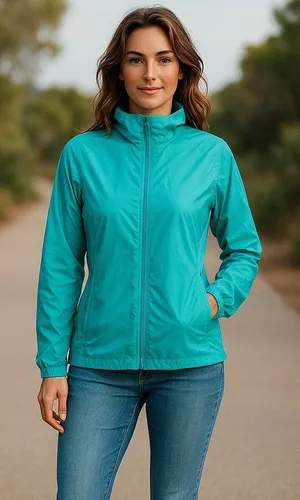 Columbia Women's Teal Rain Jacket M Lightweight Hooded Windbreaker‎ Full Zip thumbnail 1