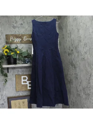 NWT Aqua Womens Paneled A-Line V-Neck Midi Dress IDL9634 Navy Blue M thumbnail 3
