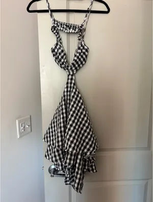 Checkered Romper Shein Black White thumbnail 2
