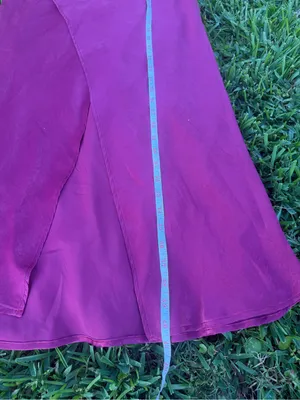 Self Contrast Alaia Overlap Satin Maxi Skirt Burgundy Wine Medium Made USA thumbnail 5