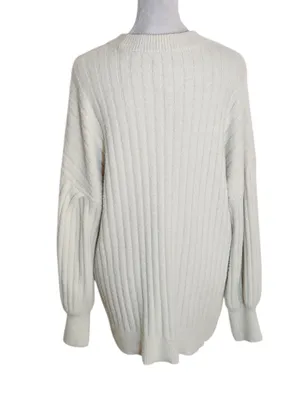Aerie Cream Ribbed Fuzzy Sweater Size Medium thumbnail 2