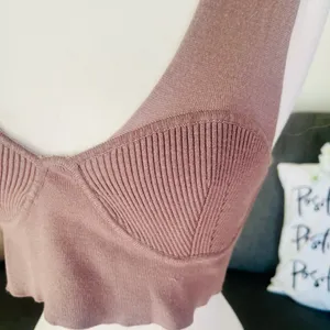 Taupe F21 Ribbed Bustier Crop Top thumbnail 2