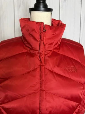 The North Face Aconcagua 550 Down Puffer Vest Womens Sz L Red Full Zip Quilted thumbnail 2