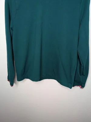J. Crew Tartan ruffle-collar pullover Hunter Green Long Sleeve Knitwear Medium thumbnail 5