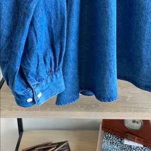 Anthropologie Ne Quittezpas Denim Chambray Embroidered Tassel Top, M thumbnail 7