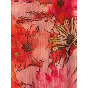 Tiger Mist Floral Mesh Flare Pants XS Red Orange Bell Bottom Y2K Retro Costume thumbnail 6
