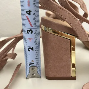 Lulu’s Suede Pink Gold Lace Up Strappy 3.5” Heel in Women’s Size 6.5 thumbnail 9