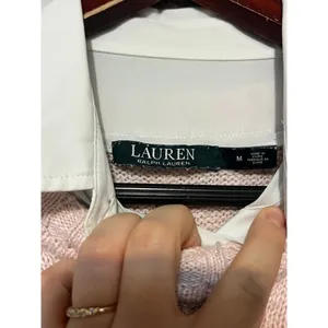 Lauren Ralph Lauren Layered Preppy Collar Academia Cotton Pink Sweater thumbnail 2