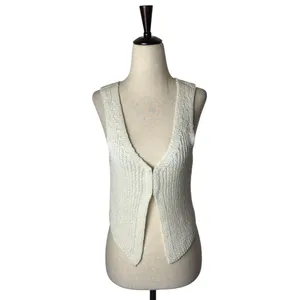 Urban‎ Outfitters Vest Women Medium Ivory Knit Demi Vest Top Streetwear Cropped thumbnail 2