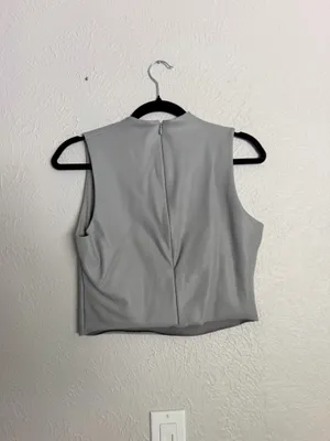Skims faux leather gray matte sleeveless crop top L thumbnail 5