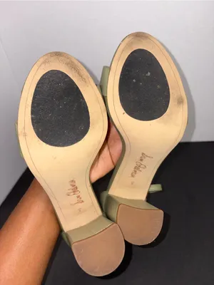 Olive Green High Block Heel Ankle Strap Sandal Sam Edelman Size 8 thumbnail 4