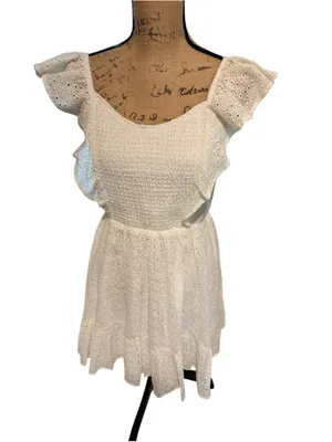 Altar’d State White Eyelet Mini Dress Women's Size L NWT thumbnail 2