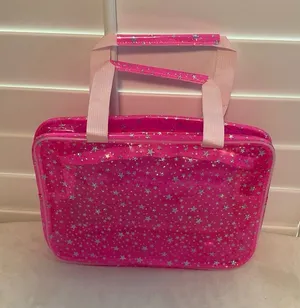 Hot Pink Star-Print Clear Travel Tote Bag thumbnail 1
