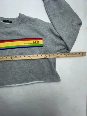 Brandy Melville John Galt Crop Sweatshirt Pacific City Rainbow thumbnail 10