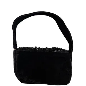 New Women’s A New Day Velvet Beaded Handbag 👜 Purse Black 11.5”x6.5” w/Flaw thumbnail 2