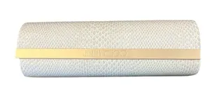 Jimmy Choo White Faux Snakeskin Magnetic Sunglasses Case‎ & Logo Cloth EUC thumbnail 1