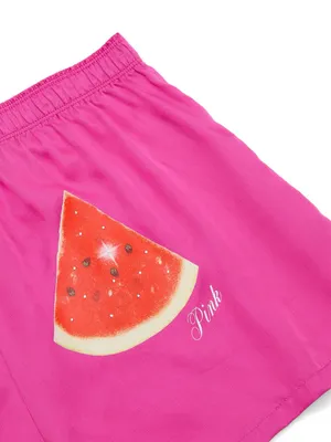 🍉VICTORIA’S SECRET PINK Silky Boxy Pajama Shorts Lyocell Pink Fire Watermelon L thumbnail 6
