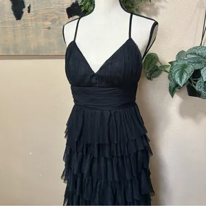Lulus Radiant Event Black Mesh Tiered Pleated Backless Maxi Dress thumbnail 4