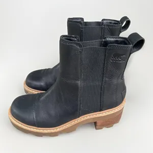 Sorel Lennox Chelsea Black Leather Waterproof Ankle Boots Womens 8.5 LL3853-010 thumbnail 2