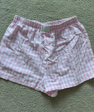 Pink Gingham Boxer Edikted Shorts thumbnail 1