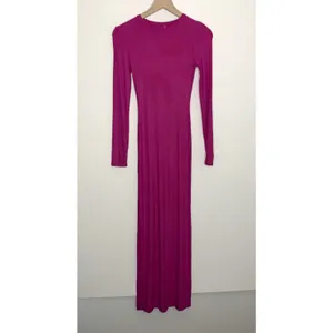 Skims Long Sleeve Dress Luxe Limited Edition Fuchsia Shimmer Foil Womens Medium thumbnail 3