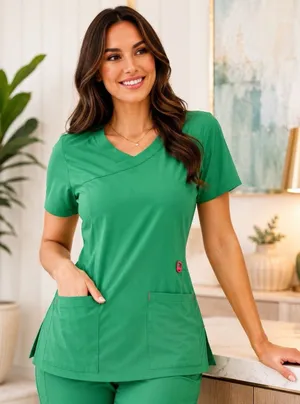 Carhartt Modern Fit Force Cross-Flex V-Neck Scrub Top Women's size Small Green thumbnail 1