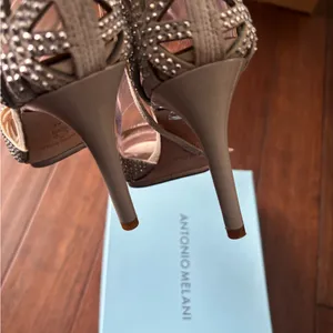 Antonio Melani Macall Chalk Jeweled Ankle-Strap Dress Heel #9 thumbnail 6