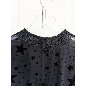Disturbia Orion Black Mesh Star Print Overlay Dress Lace Collar Goth Celestial thumbnail 8