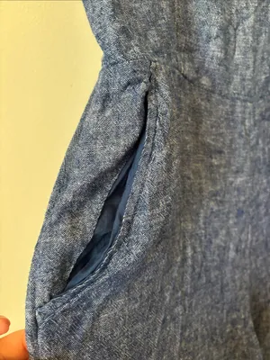 Old Navy XL Chambray Linen Blend Wide Leg Jumpsuit | Adjustable Straps | Pockets thumbnail 3