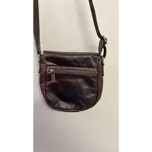 Jack Georges Voyager Crossbody Saddle Bag Purse Brown Genuine Embossed Leather thumbnail 3