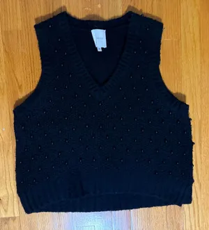 Mason Beaded Wool Blend Sweater Vest size m Black Size M thumbnail 1