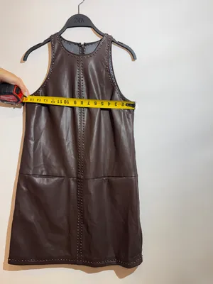 Saylor Damian Chocolate Brown Vegan Leather Mini Dress Party Dress Size S thumbnail 7