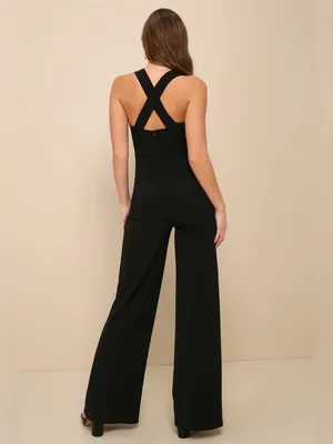 Lulus Glamorous Dedication Black Sleeveless Wide-length Jumpsuit - Size L thumbnail 2