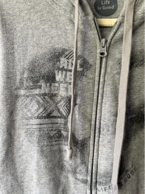 Life is Good Gray Zip-Up Hoodie with Front Print thumbnail 3