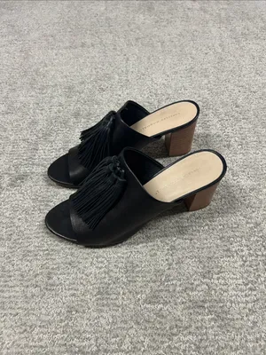 Loeffler Randall Clo Tassel Mules Womens 8.5 Black Leather stacked heels thumbnail 4