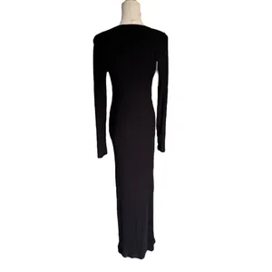 SKIMS - Soft Lounge Ribbed Stretch-Modal Maxi Dress Onyx Black Sz L thumbnail 5