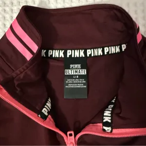 PINK Victoria's Secret Maroon Zip Pullover with Pink Accents thumbnail 4