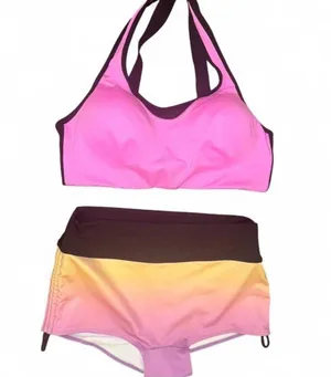PINK 2-Piece Active/Swim Set – Sports Bra + Ombré Bottoms, M thumbnail 1