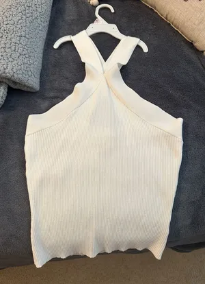 Skies Are Blue White Cross Back Tank thumbnail 1