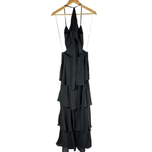 Lulus Tier and Now Black Tie-Back Tiered Maxi Dress Size Small thumbnail 2
