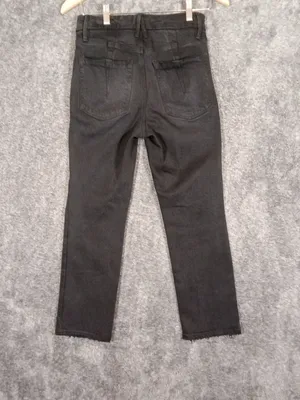 Good American Black Good Petite Straight Mid Rise Jeans Viscose Blens Womens 26 thumbnail 4