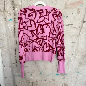 Anthropologie Maeve V-Neck Cardigan Sweater Hearts thumbnail 5
