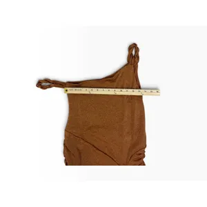 NWT AFRM Brown Asymmetric Ruched Bodycon Mini Dress Size M thumbnail 5