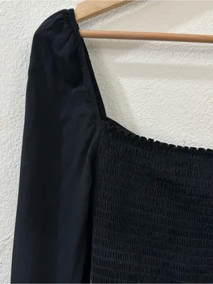 Reformation Women's Reign Sweetheart Neckline Long Sleeve Top Size 4 Black thumbnail 8