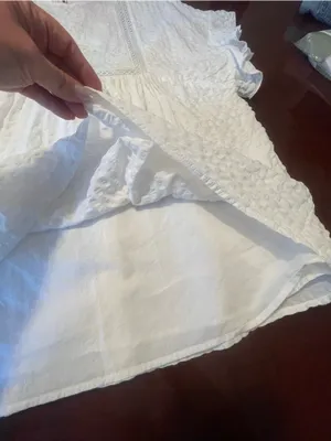 Altar’d State Cove White Embroidered Flutter Sleeve Mini Cotton Dress Boho Sz M thumbnail 10