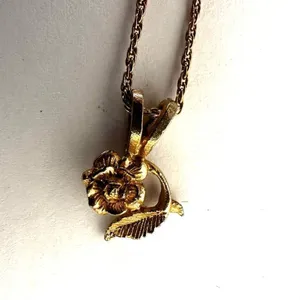 Trifari vintage gold tone flower pendant.necklace thumbnail 5