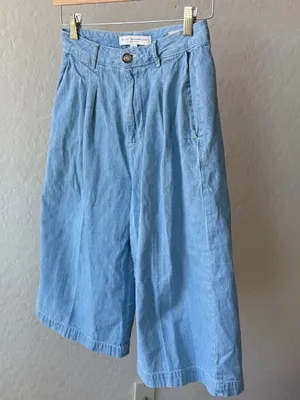 Pilcro and the letterpress by Anthropologie Mina Chambray Culottes Gaucho Pants thumbnail 5