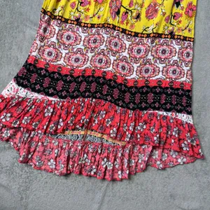 BOHO Patchwork Tiered‎ High Low Maxi Skirt Floral Ruffle Peasant Gypsy Size XS thumbnail 5